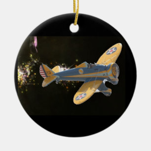 Flugzeugweihnachtsverzierung Keramik Ornament