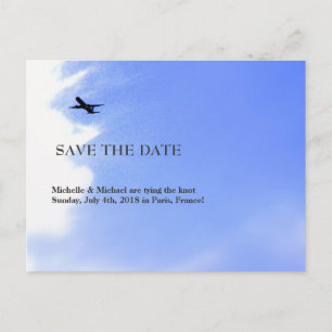 Flugziel Rett-the-Date Ankündigungspostkarte