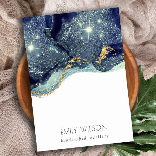 Fluid Abstrakt Gold Navy Glitzer Necklace Display Visitenkarte