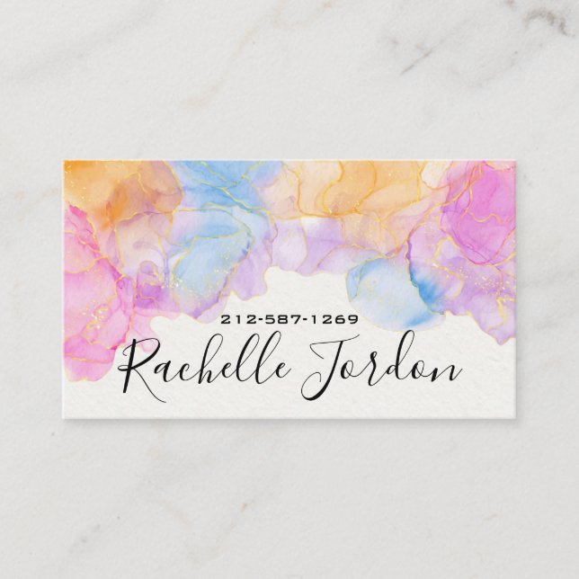 Fluid Alcohol Ink Business Card Visitenkarte (Vorderseite)
