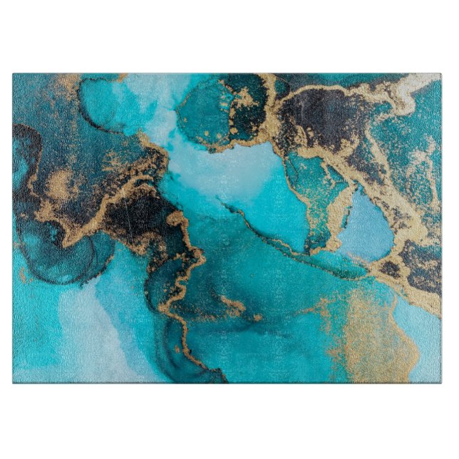 Fluid Alcohol Ink Cutting Board Schneidebrett (Vorderseite)
