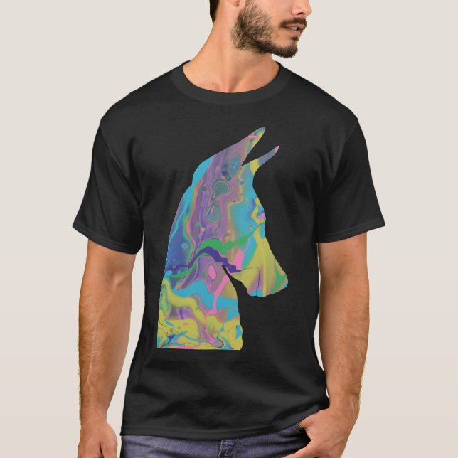Fluid Art Acrylic Pouring Doberman T-Shirt (Vorderseite)