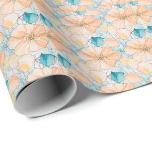 Fluid Art Floral Nahtloses Pastell-Muster-Wrap Geschenkpapier