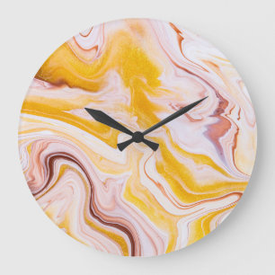 Fluid Art: irisierende abstrakte Textur. Große Wanduhr
