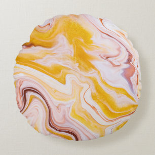 Fluid Art: irisierende abstrakte Textur. Rundes Kissen
