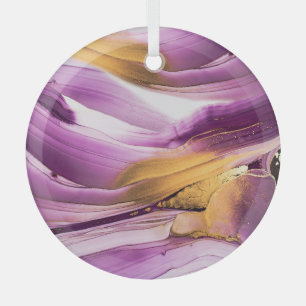 Fluid Art, lila goldmarmorierte Textur. Ornament Aus Glas