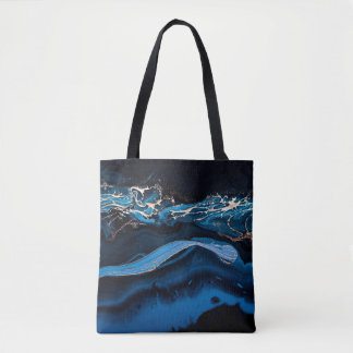 Fluid Art. Liquid Metallic Gold in abstrakt blau w