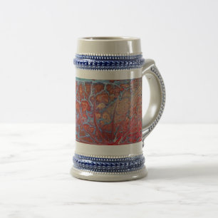 Fluid Art Tall Tasse in Blau Rot und Weiß