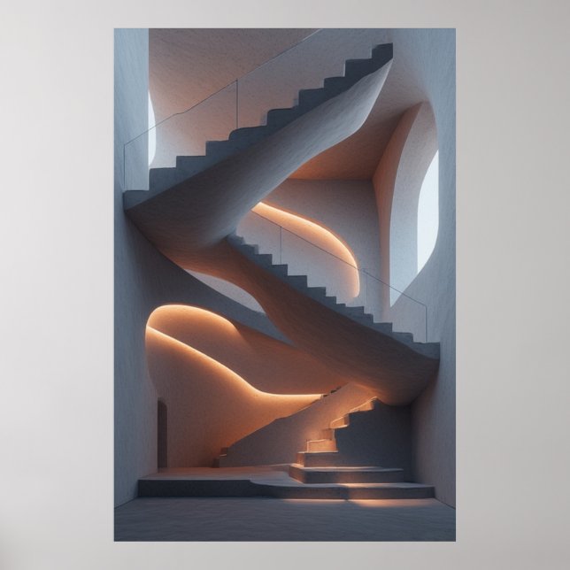 Fluid Elegance: Eine spiralförmige Treppe Poster (Vorne)