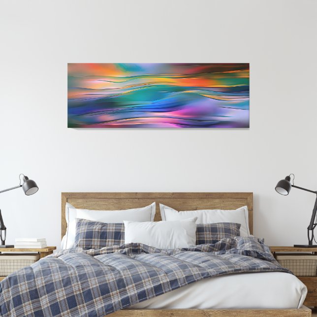 "Fluid Horizons" Zeitgenössische Abstrakte Kunst Leinwanddruck (Insitu (Schlafzimmer))