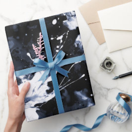 Fluid Ink Black Indigo Splash Abstract Pattern Geschenkpapier