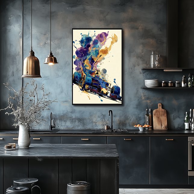 Fluid Ink Formula Car – Blue and Gold Abstract Poster (Von Creator hochgeladen)