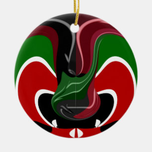 Fluid Kenya: Nationalflagge   Textur Abstract Art  Keramikornament