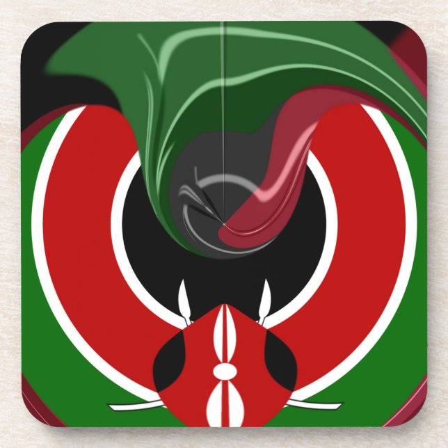 Fluid Kenyan Flag: Ein modernes Design Getränkeuntersetzer (Vorderseite)