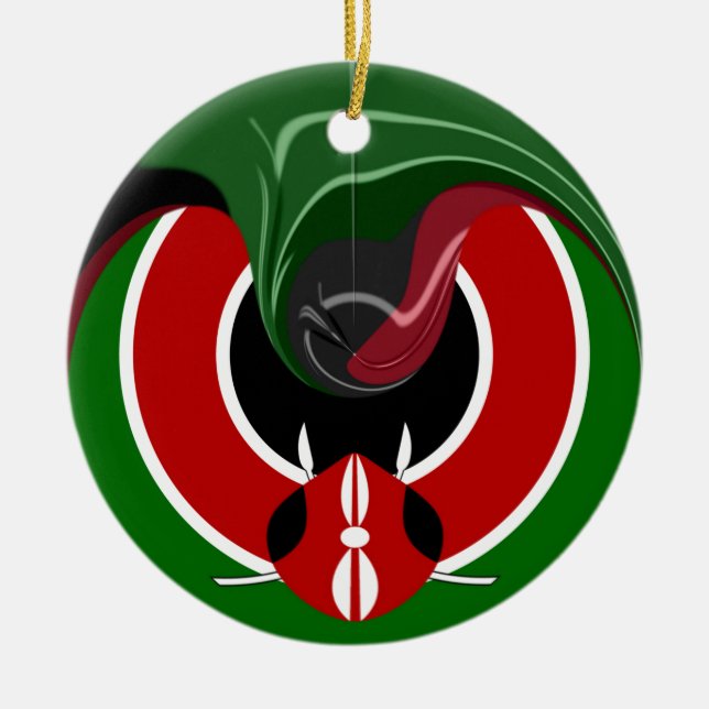 Fluid Kenyan Flag: Ein modernes Design Keramikornament (Vorne)