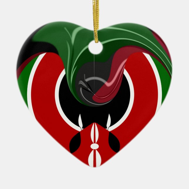 Fluid Kenyan Flag: Ein modernes Design Keramikornament (Vorne)