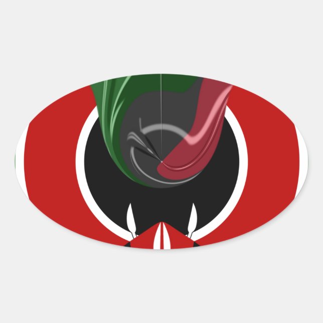 Fluid Kenyan Flag: Ein modernes Design Ovaler Aufkleber (Vorderseite)