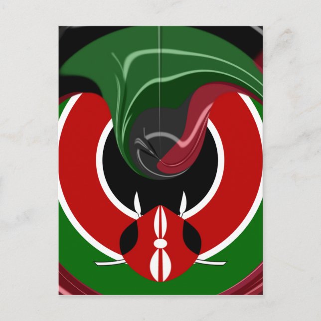 Fluid Kenyan Flag: Ein modernes Design Postkarte (Vorderseite)