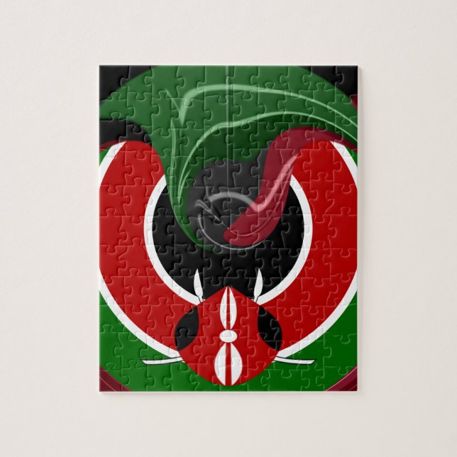 Fluid Kenyan Flag: Ein modernes Design Puzzle (Vertikal)