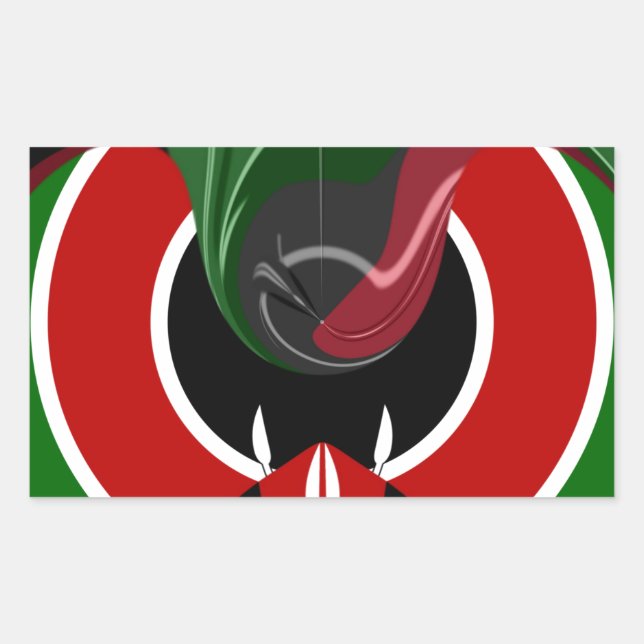Fluid Kenyan Flag: Ein modernes Design Rechteckiger Aufkleber (Vorderseite)