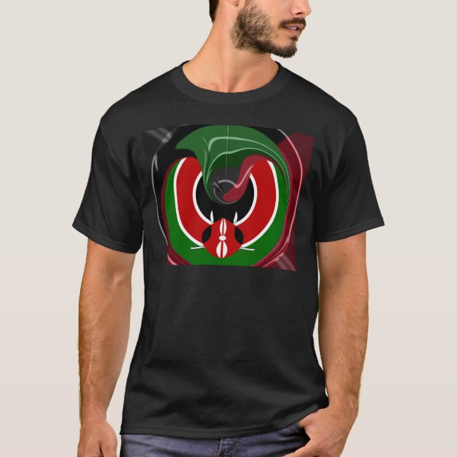 Fluid Kenyan Flag: Ein modernes Design T-Shirt (Vorderseite)