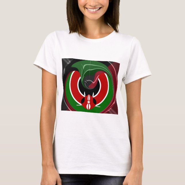 Fluid Kenyan Flag: Ein modernes Design T-Shirt (Vorderseite)