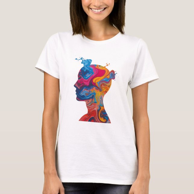 Fluid Paint Waves & Abstract Head – Women’s Basic  T-Shirt (Vorderseite)