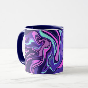 Fluid Swirl Design in Lila, rosa und blau Tasse