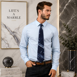 Fluid Swirl Marble Navy Blue Neck Tie Krawatte