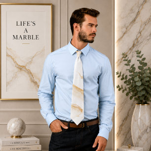 Fluid Swirl Marmor Beige Cream Neck Tie Krawatte