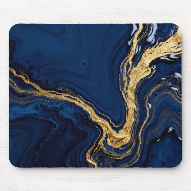 Fluide goldene Marmorwirbel Mousepad (Vorne)