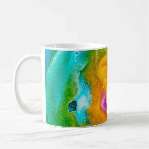 Fluidkunst. Abstrakter farbenfroher Hintergrund, T Kaffeetasse