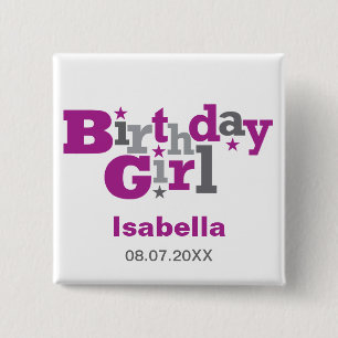 Fluktuierender Typ Birthday Girl Button