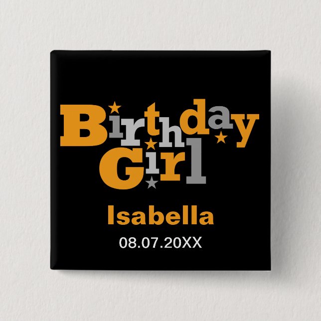 Fluktuierender Typ Birthday Girl Button (Vorderseite)