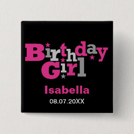 Fluktuierender Typ Birthday Girl Button