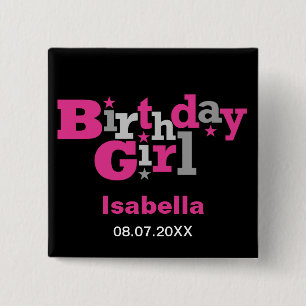 Fluktuierender Typ Birthday Girl Button