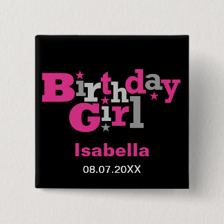 Fluktuierender Typ Birthday Girl Button