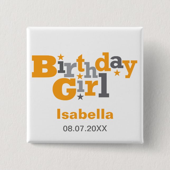 Fluktuierender Typ Birthday Girl Button (Vorderseite)