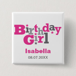 Fluktuierender Typ Birthday Girl Button