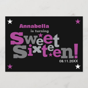 Fluktuierender Typ Sweet 16 Party Einladung