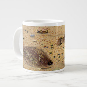 Flundern oder Plattfische, Vintage Meeresleben Oze Jumbo-Tasse