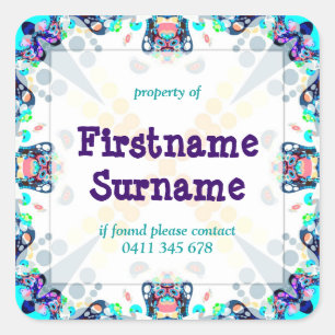 Fluntimes Property Buchzeichen Square Label Aufkle Quadratischer Aufkleber