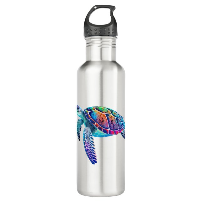 Fluo sea turtle edelstahlflasche (Vorderseite)