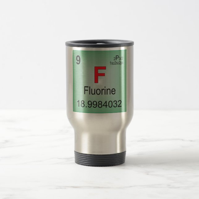 Fluor-einzelnes Element des Periodensystems Reisebecher (Mittel)