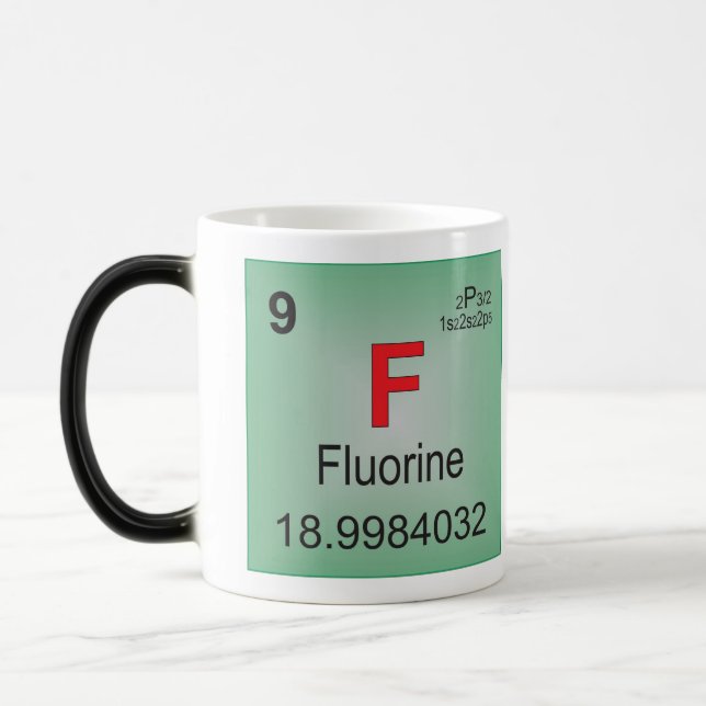 Fluor-einzelnes Element des Periodensystems Verwandlungstasse (Links)