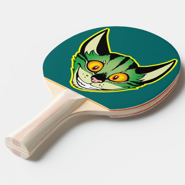 Fluorescent Cartoon Cat Ping Pong Paddle Tischtennis Schläger (Vorderseite)