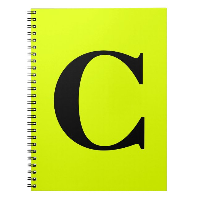 Fluorescent Chartreuse Yellow Neon Monogram Name Notizblock (Vorderseite)