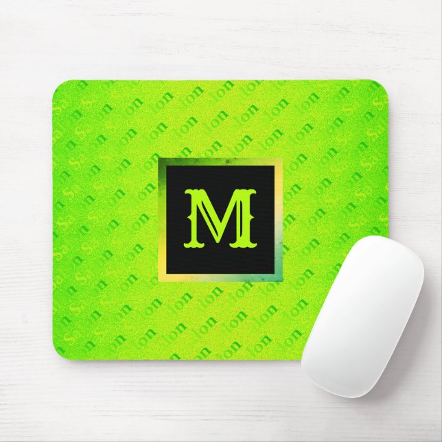 Fluorescent Neon Elegant Mit Monogramm Mousepad (Mit Mouse)