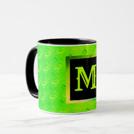 Fluorescent Neon Elegant Mit Monogramm Tasse
