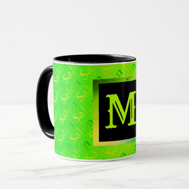 Fluorescent Neon Elegant Mit Monogramm Tasse (Vorderseite Links)